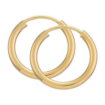 BNH Dame blanke Forgyldt sterling sølv Øre creoler, Ø 15 mm x 2,0 mm